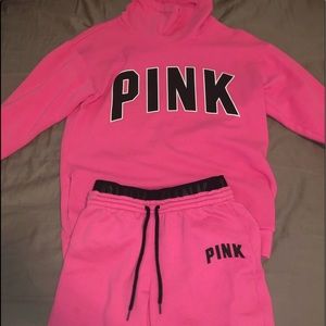 Pink sweatpants and sweatshirt
